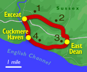 map showing route of White Cliffs Walk