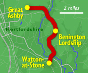 map showing route of walk