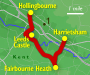 map showing route of walk