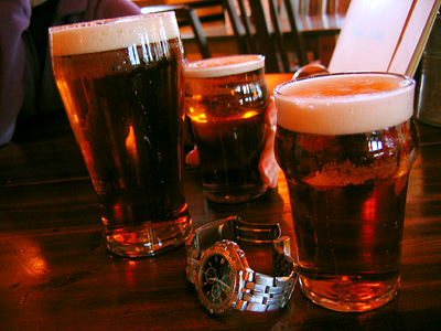 Beers at the Golden Galleon pub in Exceat