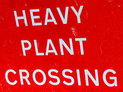 Heavy plant crossing sign