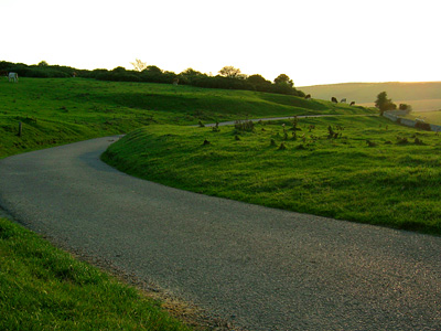 Road near Crowlink at sunset