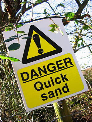 Danger quick sand sign, gravel pits near Tiptree