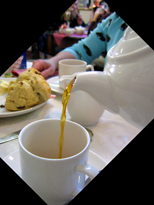 Pouring tea at Tiptree