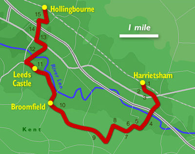 Map showing route of Fortress of the Black Swans walk, 8 July 2007