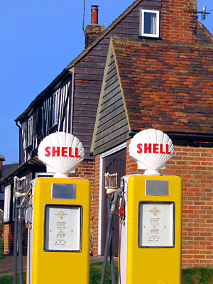 Shell petrol pumps in Harrietsham, Kent