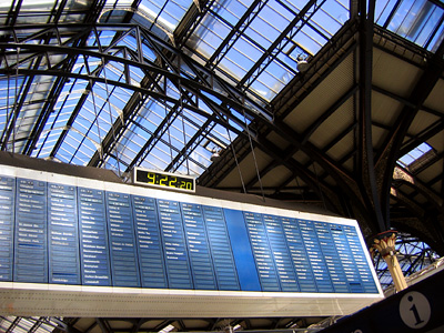 Departures board at Liverpool Street Station in London