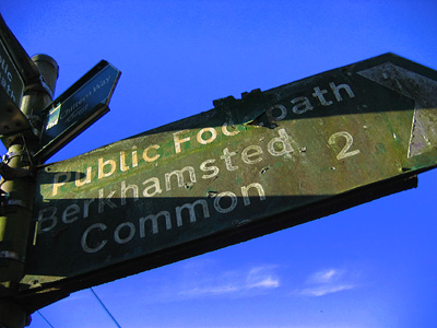 Weathered footpath sign, Aldbury