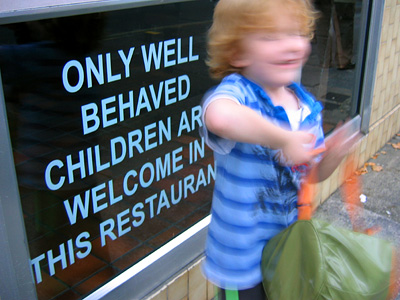 Zac and restaurant welcome sign, Taunton