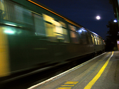 The night train arrives at Lymington station