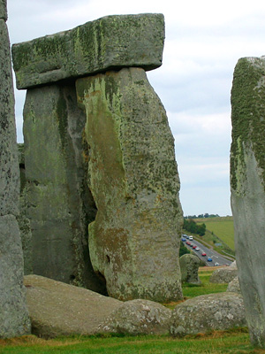 Stonehenge with busy A303 road in background