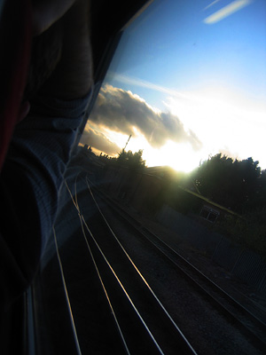 Sunset from the train window, near Salisbury