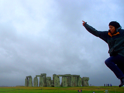 Lassona jumping at Stonehenge