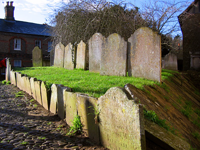 Gravestones at the church of St Peter and St Paul, Godalming